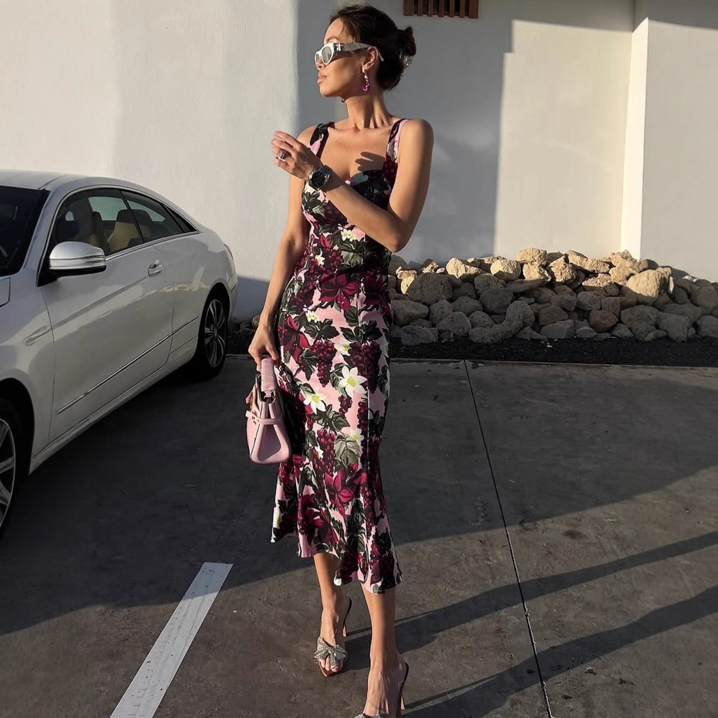 Sexy printed sleeveless camisole dress