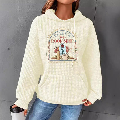 Waffle kangaroo pocket hooded long sleeved shirt