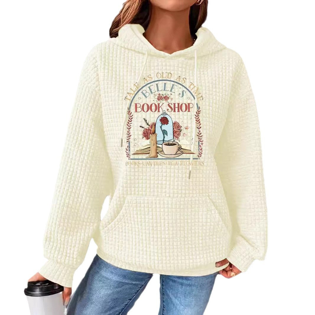 Waffle kangaroo pocket hooded long sleeved shirt