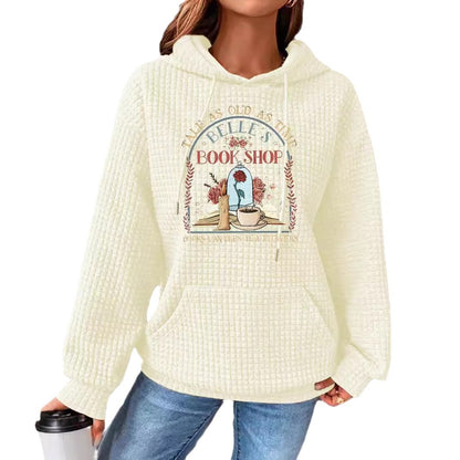 Waffle kangaroo pocket hooded long sleeved shirt